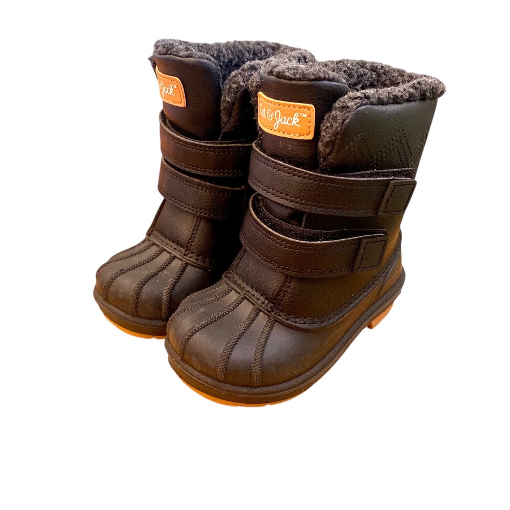 Cat & Jack Toddler Snowboots, Faux Shearling Lined, Black, Size 8 Toddler Boy